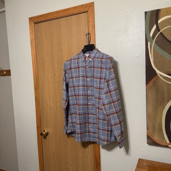 Penguin by Munsingwear Large w/Checked Print Long Sleeve Button-Front Shirt - Picture 1 of 4